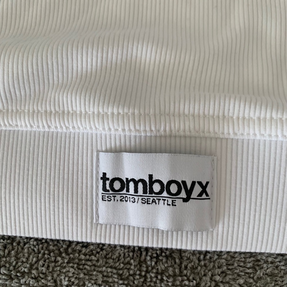 TomboyX White Ribbed Bralette Scoop Neck Bamboo Blend Plus Size 4X - Picture 2 of 5
